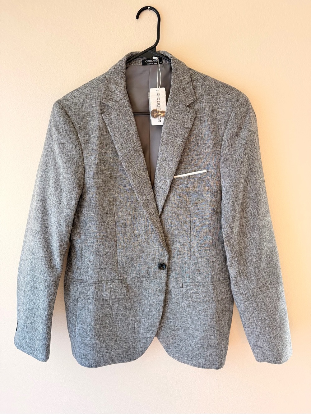 COOFANDY Women's Gray Textured Blazer - Tailored Single-Button Jacket